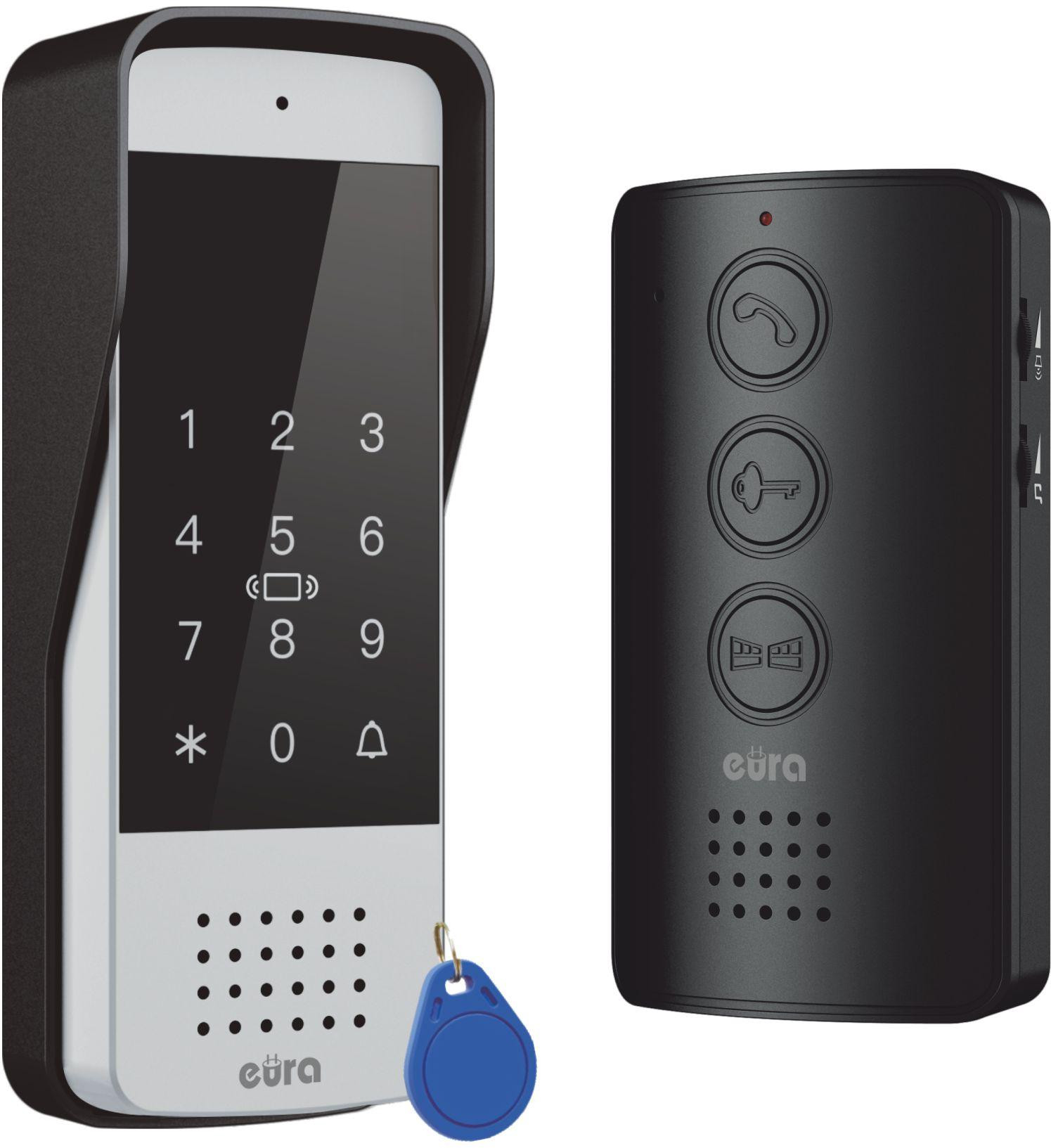 Domofon EURA ADP-34A3 czarny głośnomówiący 2 wejścia szyfrator czytnik RFID Domofon EURA ADP-34A3 czarny głośnomówiący 2 wejścia szyfrator czytnik RFID