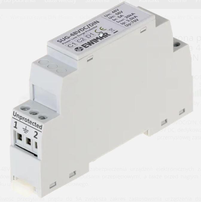 Scaricatore di sovratensione 48V DC su guida DIN EWIMAR SUG-48VDC/DIN