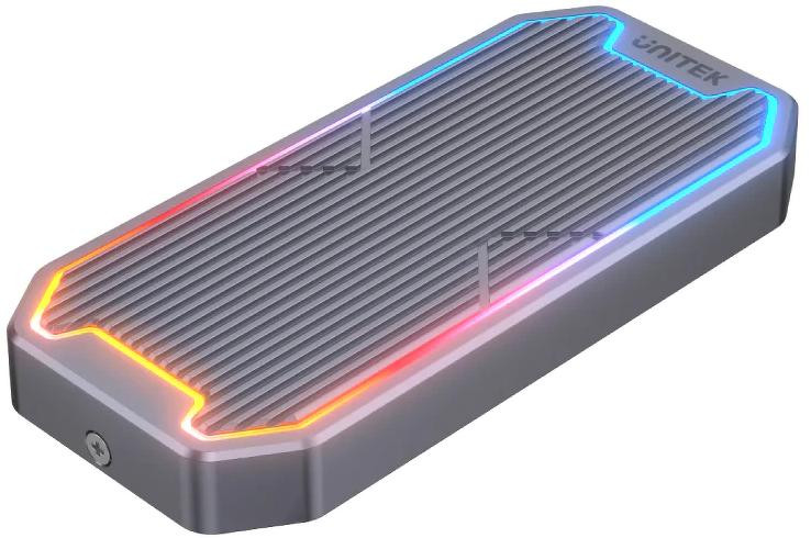 S1210B Unitek Custodia disco rigido M.2 SSD NVMe/SATA 10Gbps RGB