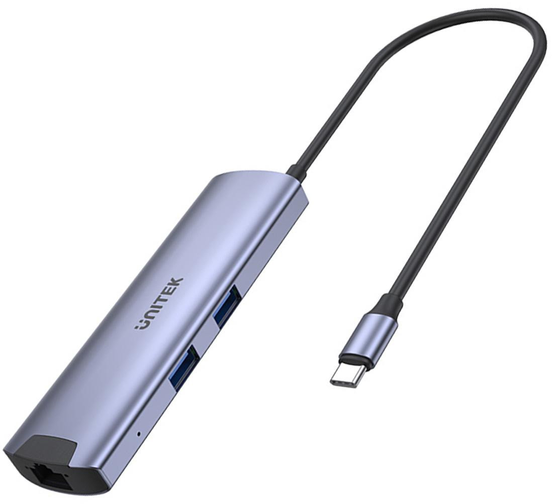 H1112F Unitek Attivo Hub USB-C 5Gbps, HDMI RJ-45 PD 100W