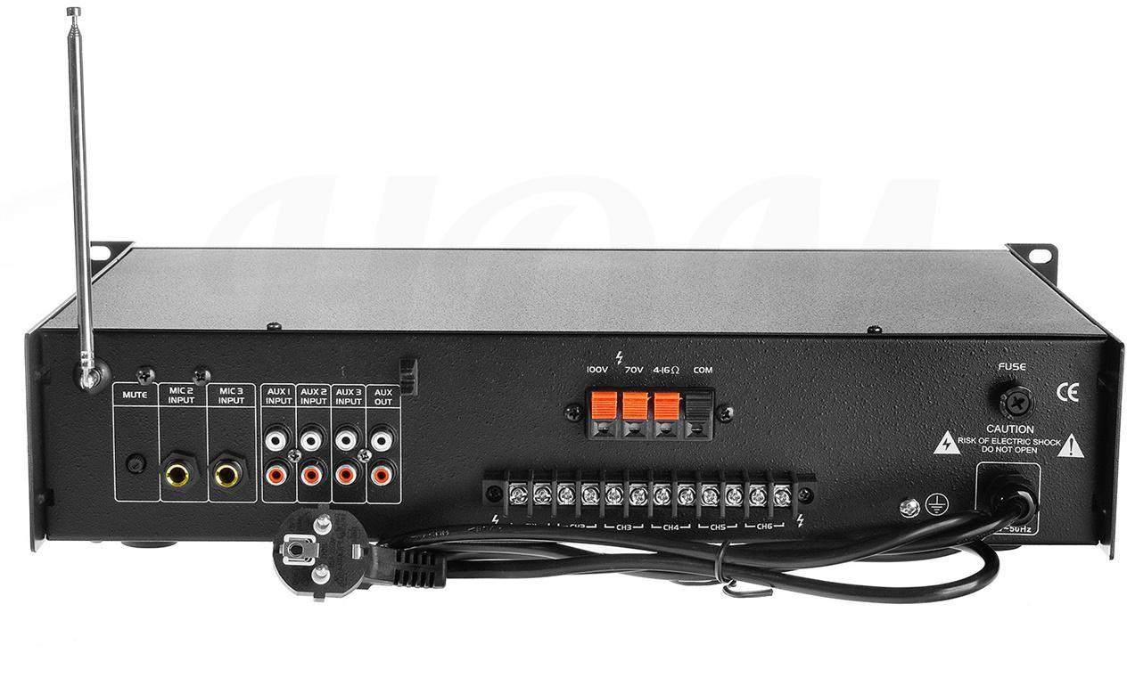 HQM HQM2060BC wzmacniacz PA 60W 6 stref FM MP3 Bluetooth USB SD 3 mikrofony 100V HQM HQM2060BC wzmacniacz PA 60W 6 stref FM MP3 Bluetooth USB SD 3 mikrofony 100V