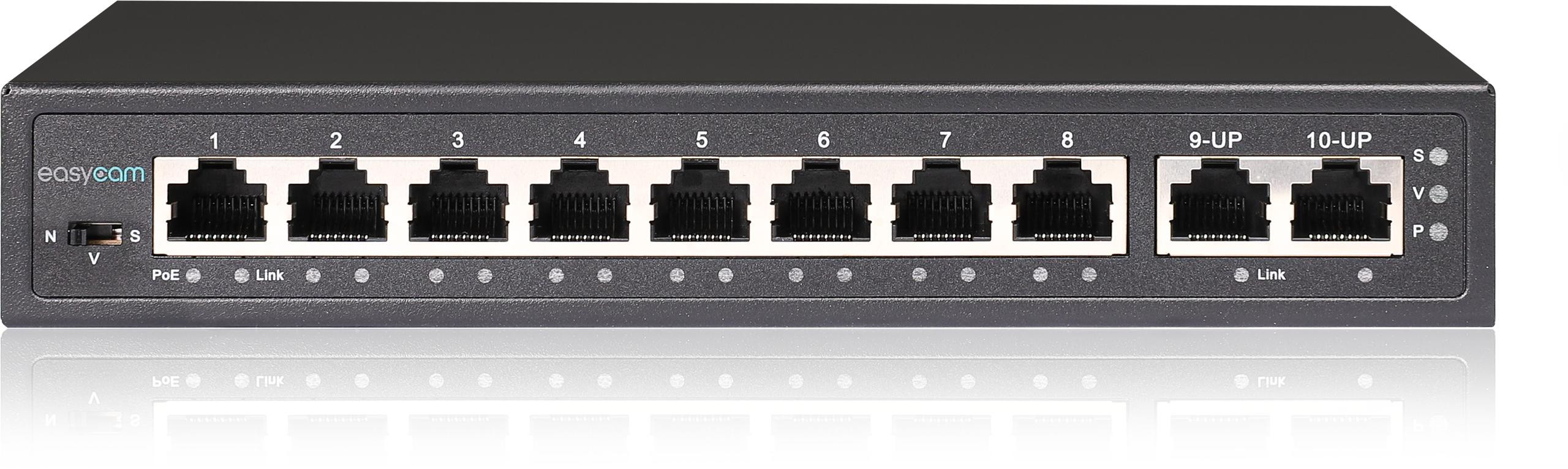 Switch PoE EasyCam 8FE x POE + 2FE UPLINK 96W