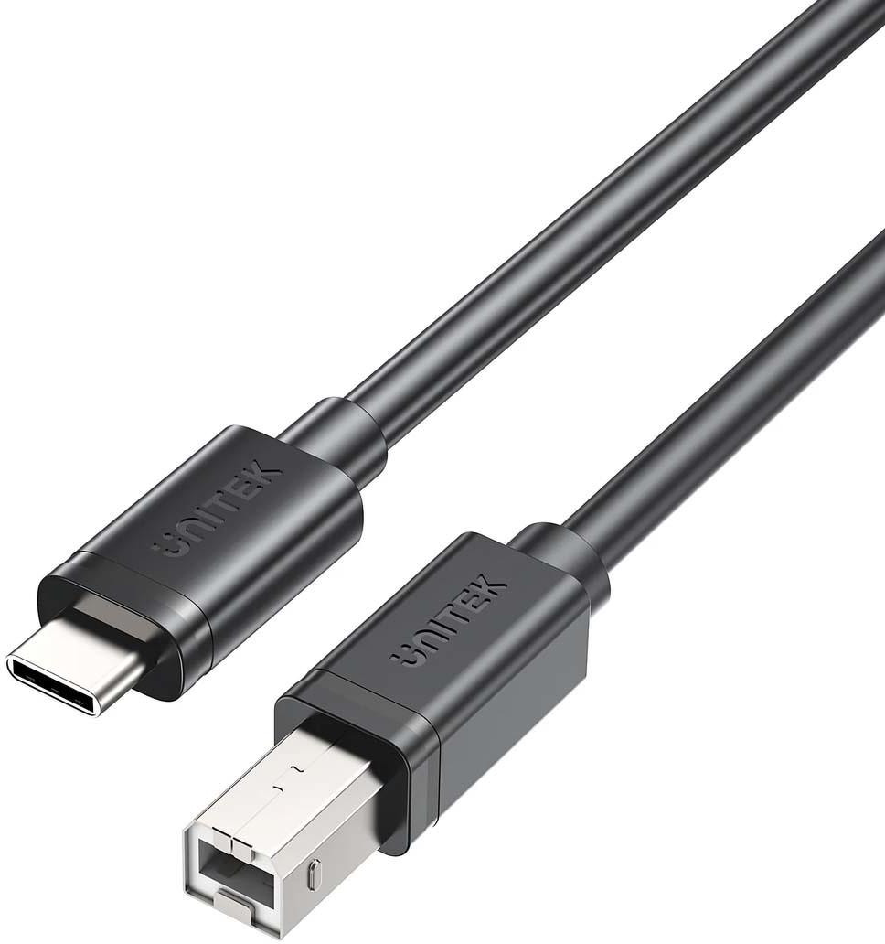 Cavo per drukarki Unitek USB-C na USB B 2.0 nero 1m