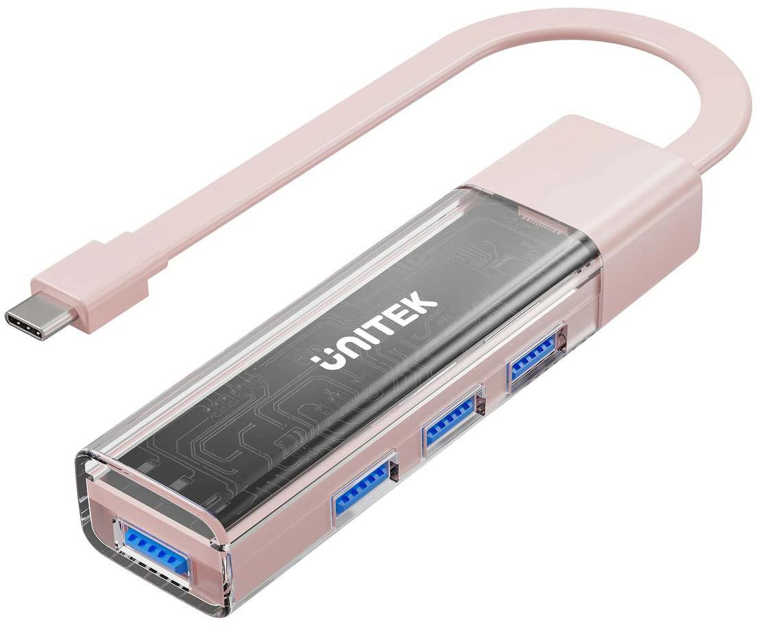 USB hub Unitek H1319APK01 – obojsmerný USB-C / USB-A, 5 Gb/s, ružový
