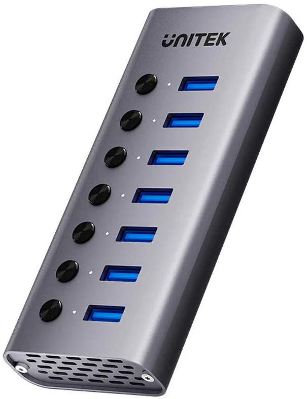 Unitek Hub USB A 3.0 7 in 1, 5Gbps con interruttoremi portow