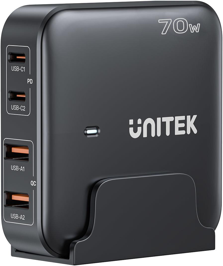 Unitek Caricabatterie da scrivania GaN 70W 2xUSB-A 2xUSB-C