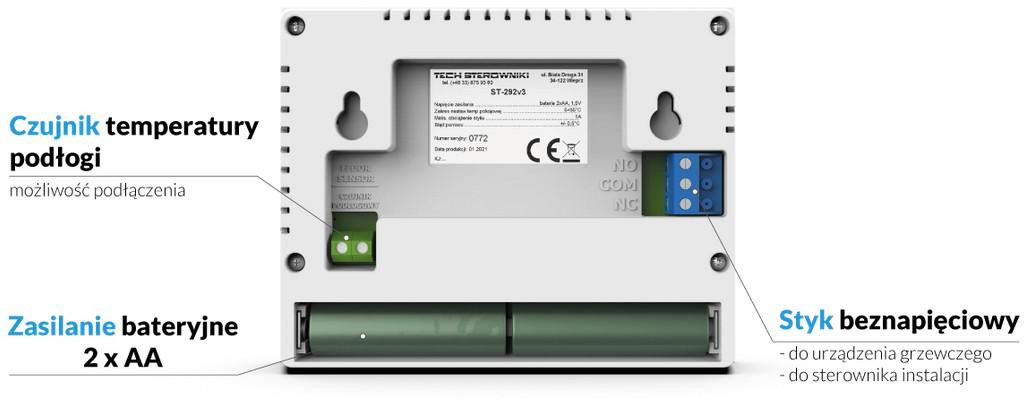 Regulator pokojowy TECH ST-292v3 czarny przewodowy dwustanowy szklany panel sterownik ogrzewania Regulator pokojowy TECH ST-292v3 czarny przewodowy dwustanowy szklany panel sterownik ogrzewania