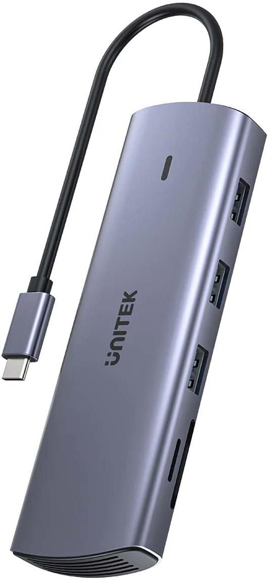 Unitek Hub 9w1 USB C Gigabit Ethernet HDMI VGA 3x USB A Lettore RFID / Controllo accessi schede PD 100W D1113A