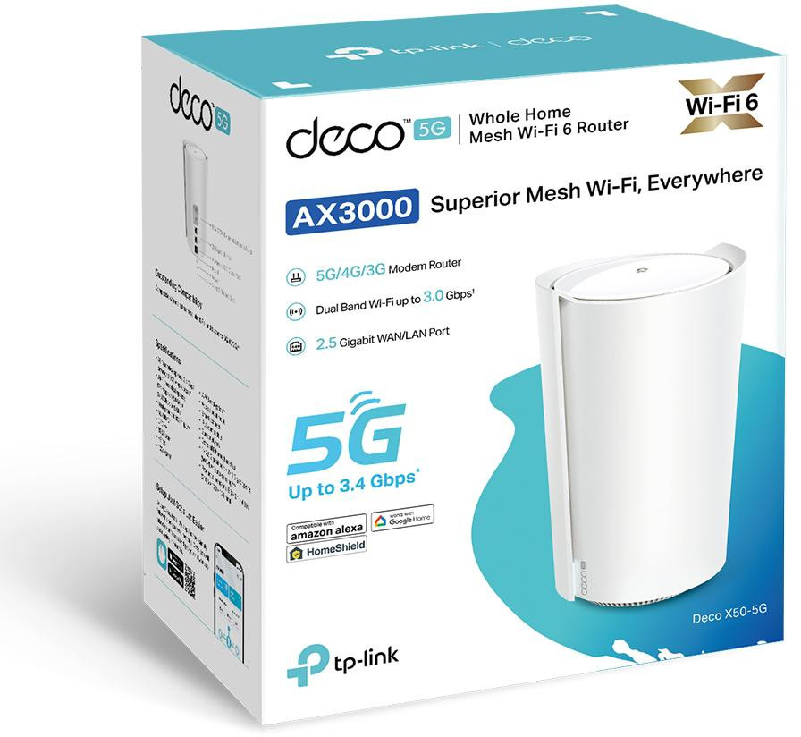 TP-Link Deco X50-5G router mesh WiFi 6 AX3000 5G wbudowany modem SIM bez kabla TP-Link Deco X50-5G router mesh WiFi 6 AX3000 5G wbudowany modem SIM bez kabla