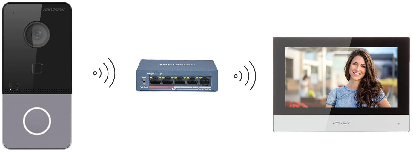 Hikvision DS-KIS603-P(C) zestaw wideodomofonowy IP WiFi 7 cali HD kamera 2 Mpx PoE jednorodzinny Hikvision DS-KIS603-P(C) zestaw wideodomofonowy IP WiFi 7 cali HD kamera 2 Mpx PoE jednorodzinny
