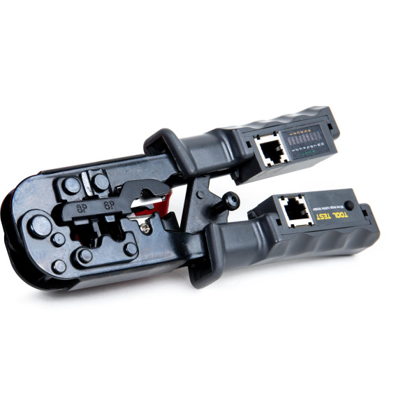 Zaciskacz wtyków Getfort 8P8C/RJ-45,6P6C/RJ-12,6P4C/RJ-11 z wbudowanym testerem