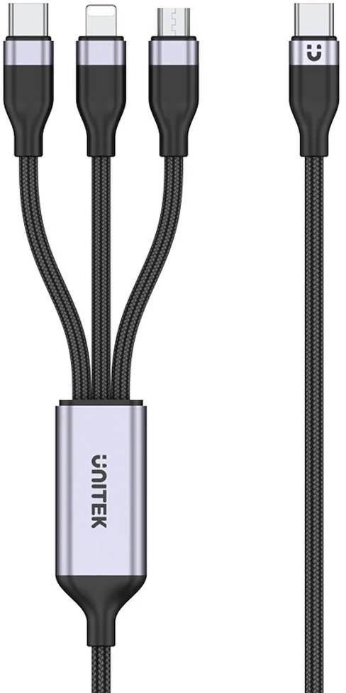 Unitek Cavo ladujacy USB 3 w 1 nero