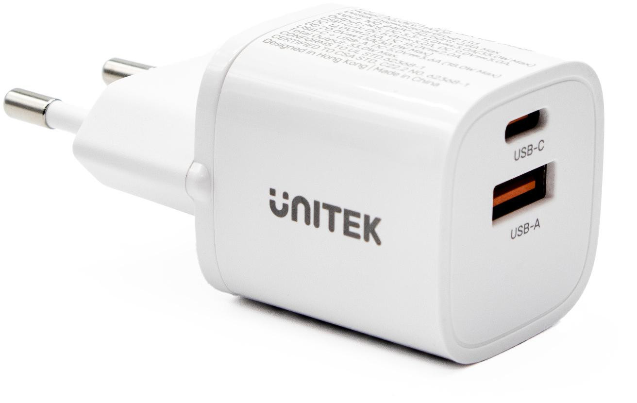 Caricatore da parete USB Unitek 33W bianca (USB-A, USB-C)