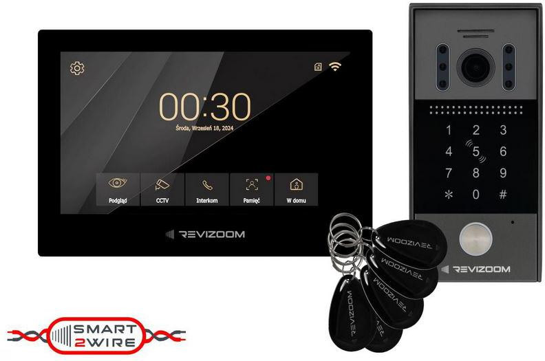 REVIZOOM RM-T273HD BLACK RC-212HD-CK1 wideodomofon 7 cali 1080p 2-żyłowy Wi-Fi czytnik RFID klawiatura REVIZOOM RM-T273HD BLACK RC-212HD-CK1 wideodomofon 7 cali 1080p 2-żyłowy Wi-Fi czytnik RFID klawiatura