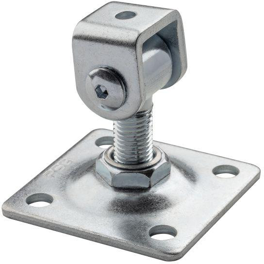 Zawias PSG 61.018.01 z szyldem 80x80x3mm - gwint M16 (regulowany, ucho ocynkowane)