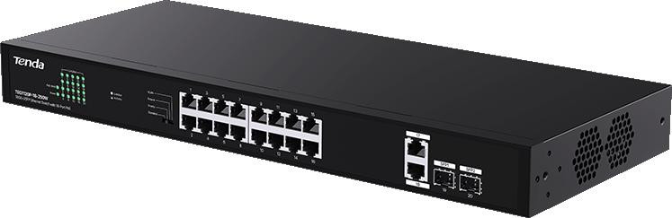 PoE switch Tenda TEG1120P-16-250W – 16× GbE PoE, 2× GbE + 2× SFP uplink, PoE 230 W