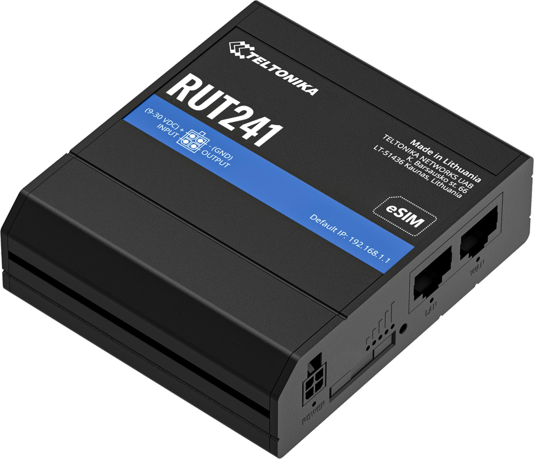 Teltonika RUT241 router przemysłowy 4G LTE Cat4 eSIM WiFi 2x Ethernet DIN RutOS RUT241010000 Teltonika RUT241 router przemysłowy 4G LTE Cat4 eSIM WiFi 2x Ethernet DIN RutOS RUT241010000