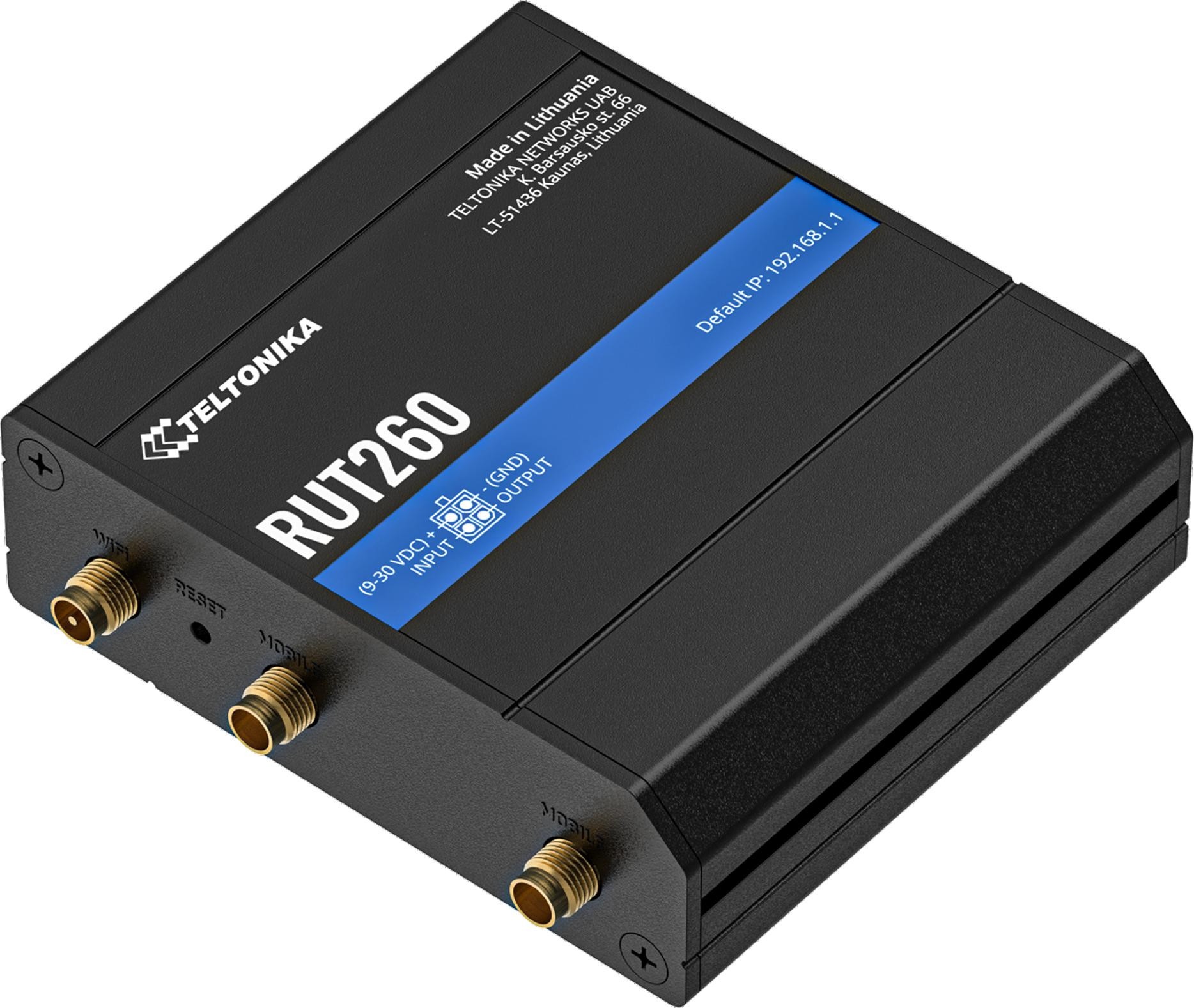 Teltonika RUT260 router przemysłowy 4G LTE Cat 6 Wi-Fi 300 Mbps 2x LAN VPN OpenWRT failover, RUT260000000 Teltonika RUT260 router przemysłowy 4G LTE Cat 6 Wi-Fi 300 Mbps 2x LAN VPN OpenWRT failover, RUT260000000