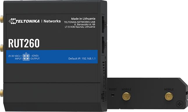 Teltonika RUT260 router przemysłowy 4G LTE Cat 6 Wi-Fi 300 Mbps 2x LAN VPN OpenWRT failover, RUT260000000 Teltonika RUT260 router przemysłowy 4G LTE Cat 6 Wi-Fi 300 Mbps 2x LAN VPN OpenWRT failover, RUT260000000