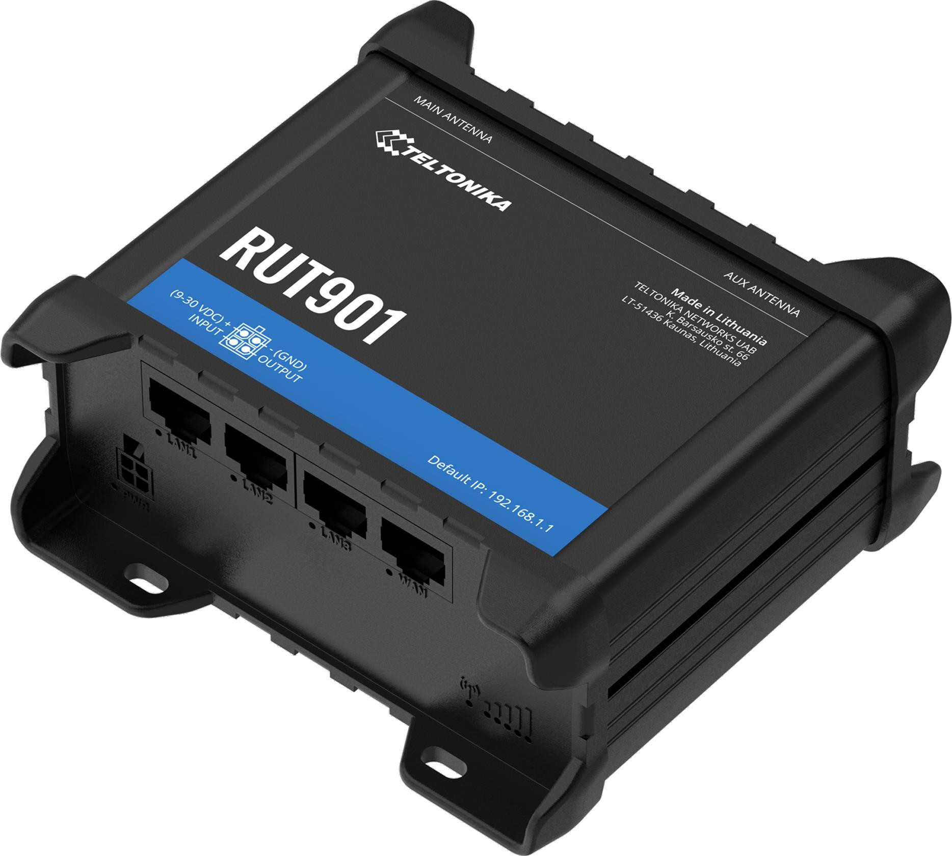 Teltonika RUT901 router przemysłowy 4G LTE Cat.4 Dual SIM WiFi DIN montaż szyna Teltonika RUT901 router przemysłowy 4G LTE Cat.4 Dual SIM WiFi DIN montaż szyna