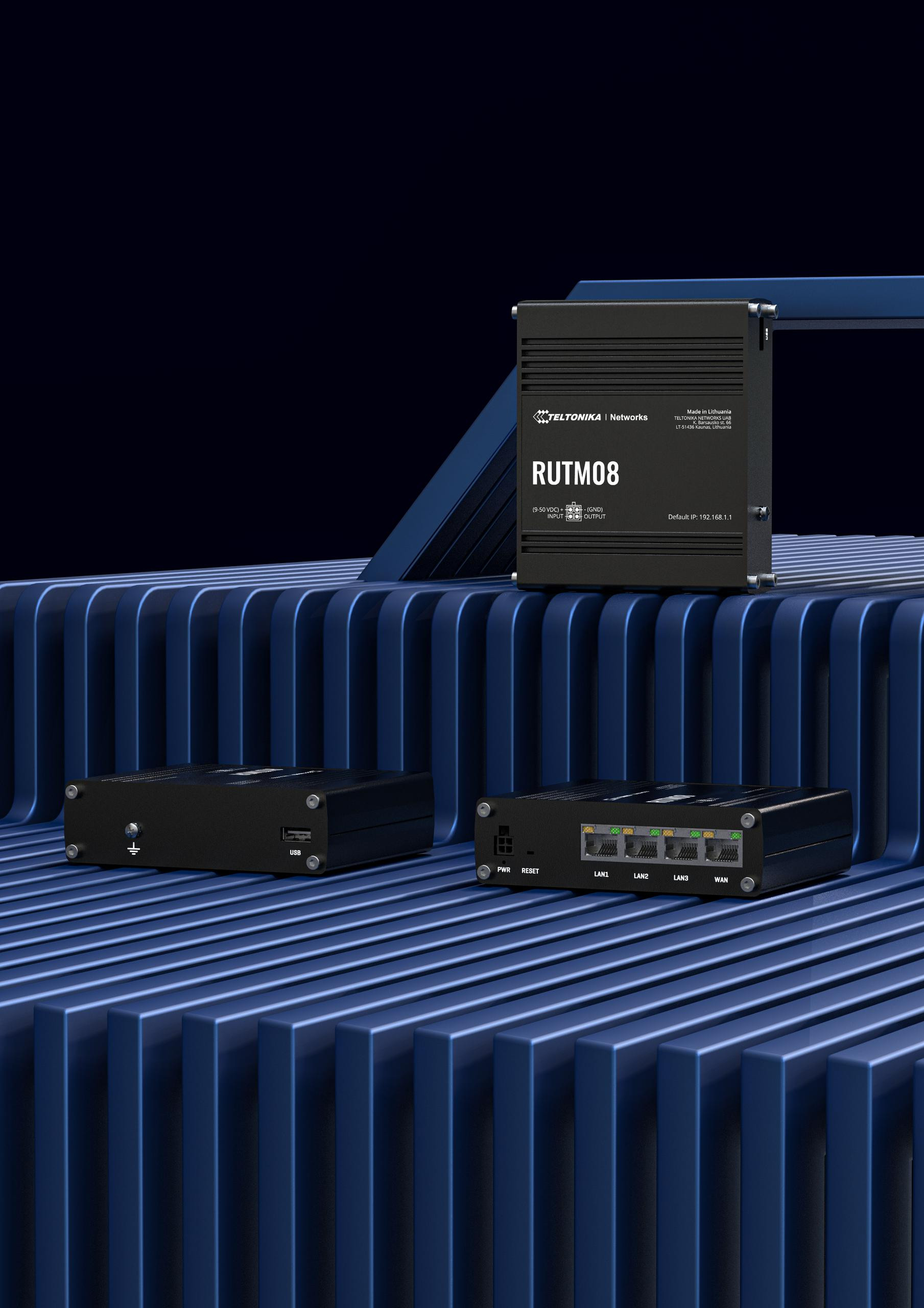 Teltonika RUTM08 router przemysłowy, 4x Gigabit Ethernet, RutOS, VPN, do zastosowań 24/7 Teltonika RUTM08 router przemysłowy, 4x Gigabit Ethernet, RutOS, VPN, do zastosowań 24/7