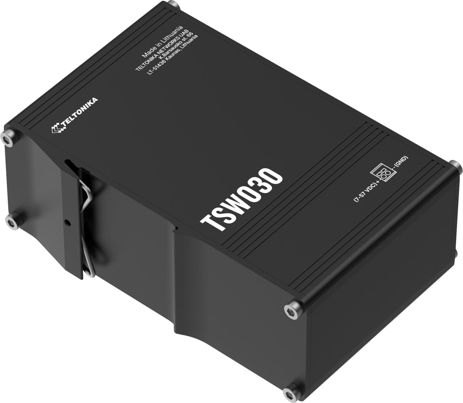 Priemyselný switch Teltonika TSW030 (TSW030000000) – 8× 10/100 Mb/s, DIN, 7–57 V DC