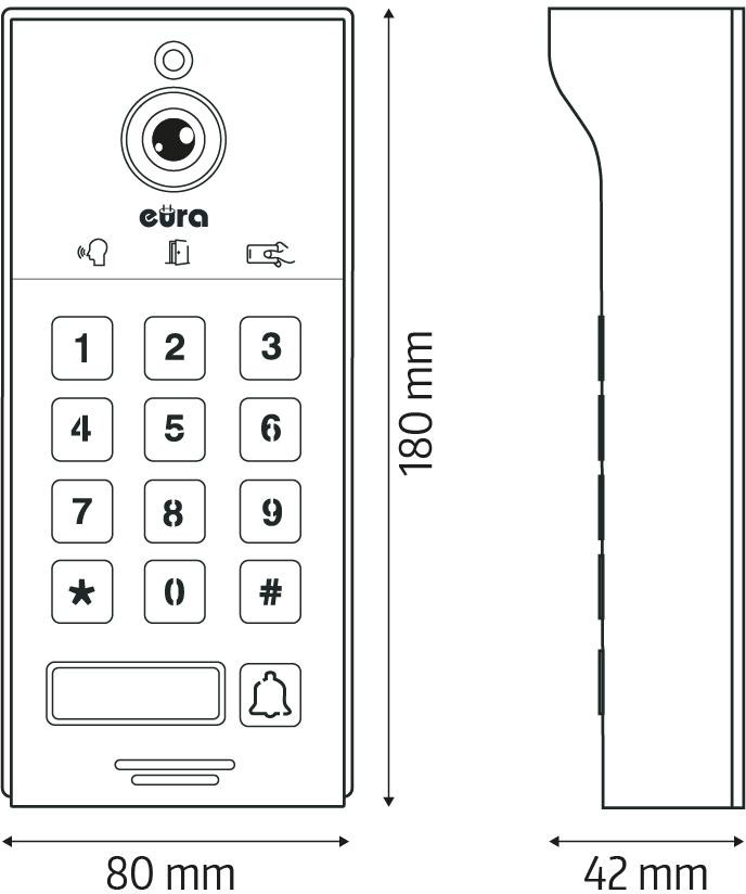 EURA VDP-30C5 Tuya wideodomofon 8″ WiFi AHD otwieranie 3 wejść szyfrator czytnik brelóków EURA VDP-30C5 Tuya wideodomofon 8″ WiFi AHD otwieranie 3 wejść szyfrator czytnik brelóków