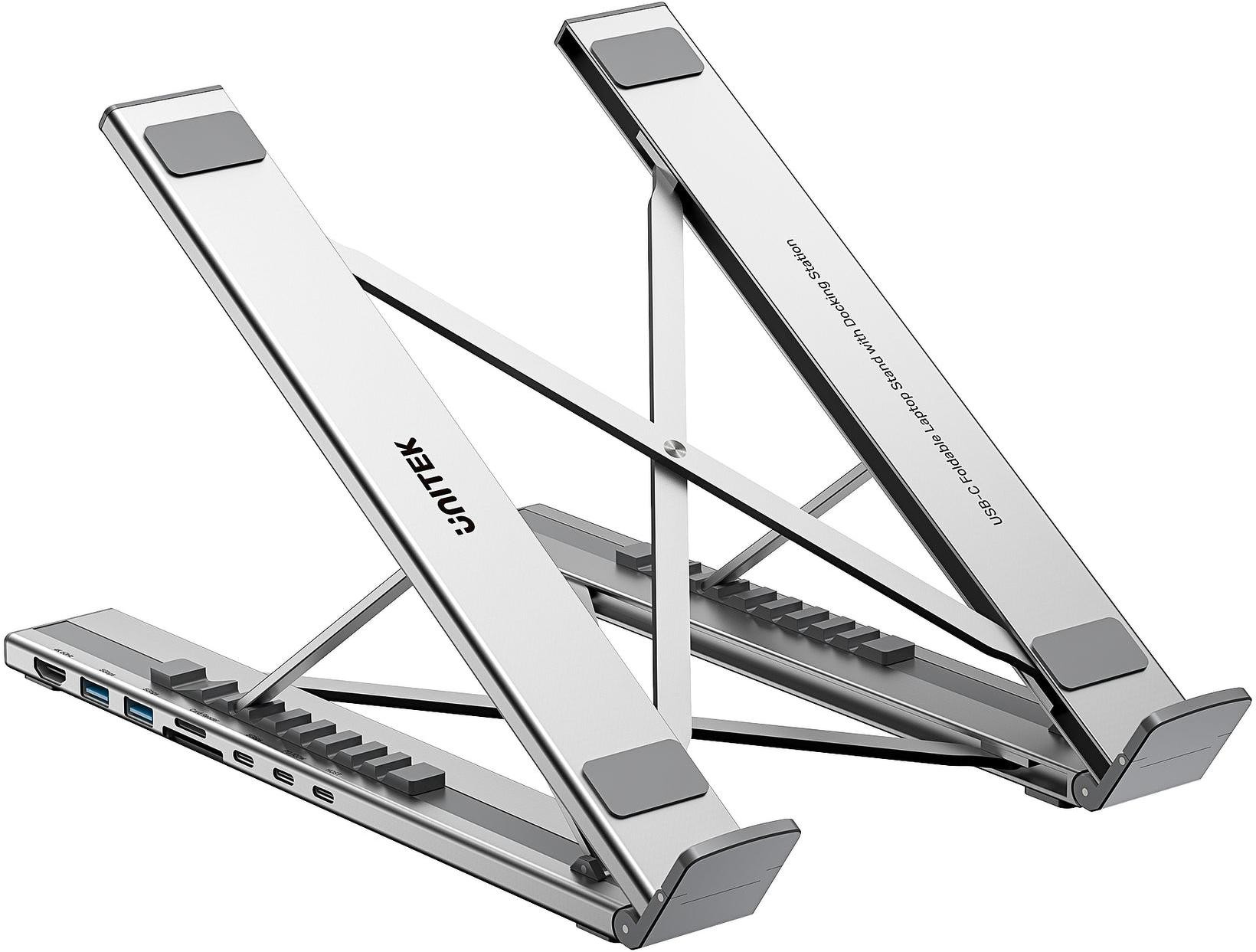 Unitek Supporto da tavolo regolabile per laptop con hub/HDMI/PD/SD