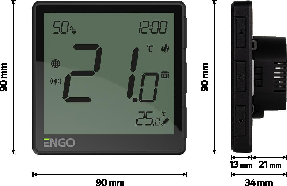 ENGO EONE-230B regulator temperatury ZigBee 3.0 podtynkowy 230V ogrzewanie podłogowe czarny ENGO EONE-230B regulator temperatury ZigBee 3.0 podtynkowy 230V ogrzewanie podłogowe czarny