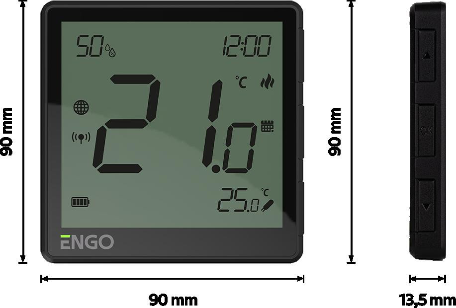 ENGO Controls EONE-BATB internetowy termostat bateria ZigBee 3.0 czarny LCD Tuya ogrzewanie podłogowe ENGO Controls EONE-BATB internetowy termostat bateria ZigBee 3.0 czarny LCD Tuya ogrzewanie podłogowe