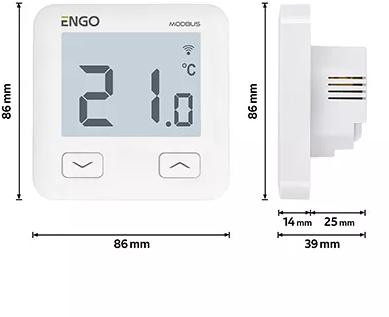 ENGO Controls E10-MBUSW regulator temperatury biały, podtynkowy, MODBUS RS-485, Wi-Fi, 230V ENGO Controls E10-MBUSW regulator temperatury biały, podtynkowy, MODBUS RS-485, Wi-Fi, 230V