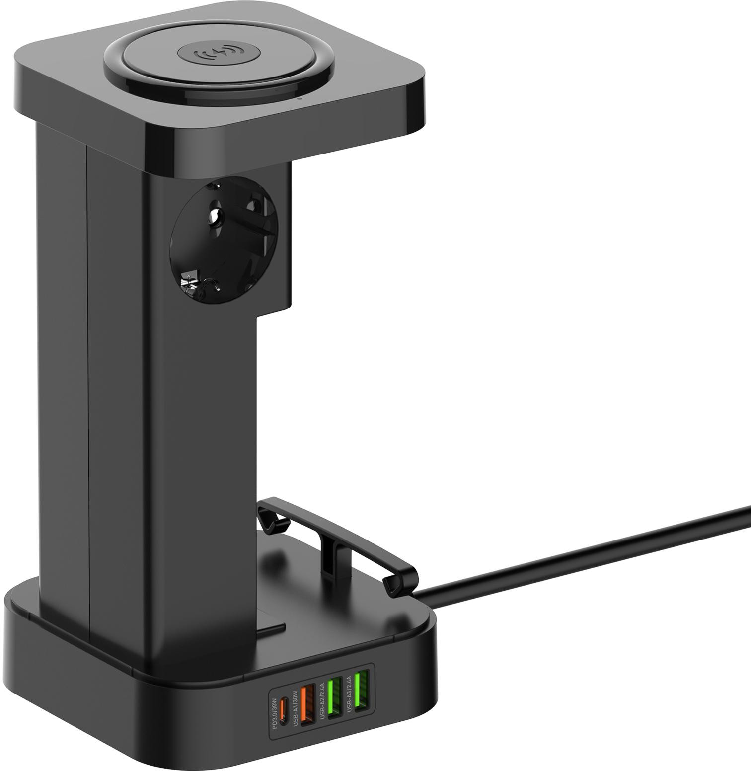 Stazione di alimentazione Newell GaN Power Cube 8 in 1 con caricatore a induzione wireless Qi