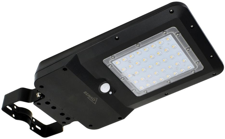 Solarna lampa uliczna LED BEMKO SOLGER 25W 3000lm 4000K IP65 czarna z czujnikiem ruchu PIR Solarna lampa uliczna LED BEMKO SOLGER 25W 3000lm 4000K IP65 czarna z czujnikiem ruchu PIR