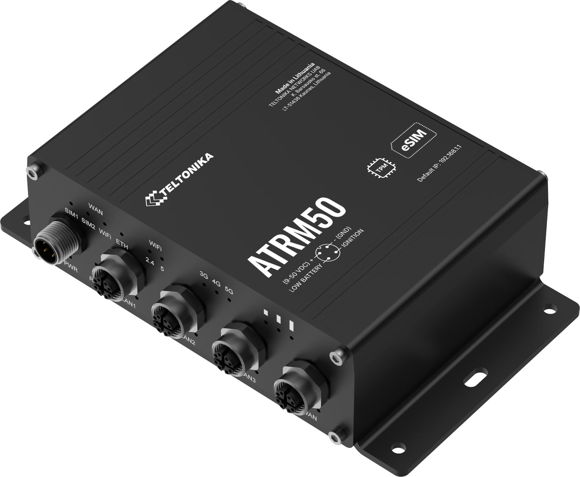 Teltonika ATRM50 router przemysłowy 5G transport kolejowy EN 50155 Dual-SIM eSIM M12 RutOS ATRM50100000 Teltonika ATRM50 router przemysłowy 5G transport kolejowy EN 50155 Dual-SIM eSIM M12 RutOS ATRM50100000