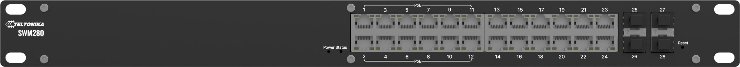 Teltonika SWM280 switch industriale 24xGE 4xSFP 12xPoE+(SWM280000200)