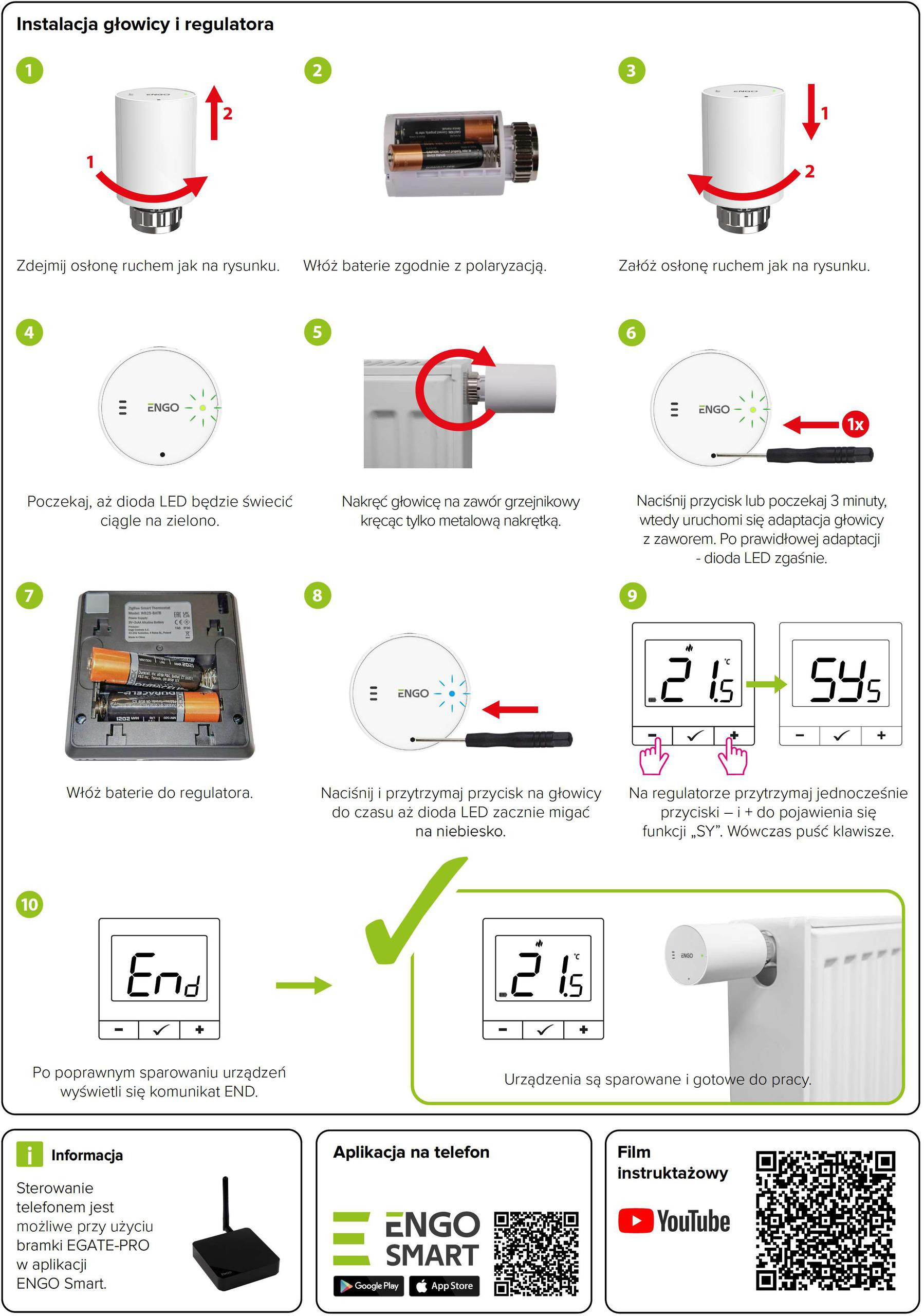 ENGO inteligentny zestaw ogrzewania: termostat E25-BATW, głowica ETRV-M30, gniazdko EPlug WiFi ENGO inteligentny zestaw ogrzewania: termostat E25-BATW, głowica ETRV-M30, gniazdko EPlug WiFi