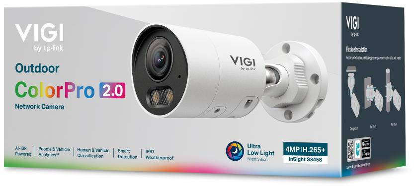TP-Link VIGI InSight S345S 4MP kamera IP zewnętrzna ColorPro 2.0 F1.0 PoE 4mm TP-Link VIGI InSight S345S 4MP kamera IP zewnętrzna ColorPro 2.0 F1.0 PoE 4mm