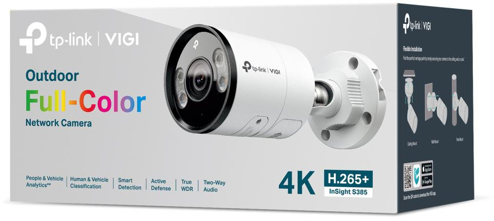 Kamera IP TP-Link InSight VIGI S385 8MP 4K Full-Color outdoor bullet 4mm PoE microSD analityka AI Kamera IP TP-Link InSight VIGI S385 8MP 4K Full-Color outdoor bullet 4mm PoE microSD analityka AI