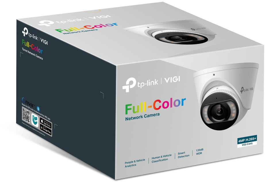 TP-Link VIGI C445 kamera IP 4MP Full-Color turret, 4mm, PoE, detekcja osób i pojazdów, IP67 TP-Link VIGI C445 kamera IP 4MP Full-Color turret, 4mm, PoE, detekcja osób i pojazdów, IP67