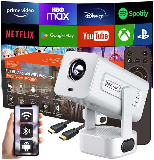 Mini projektor Zenwire PrimeView IMC360 Android 13, Full HD, 400 ANSI, WiFi 6, Bluetooth Mini projektor Zenwire PrimeView IMC360 Android 13, Full HD, 400 ANSI, WiFi 6, Bluetooth