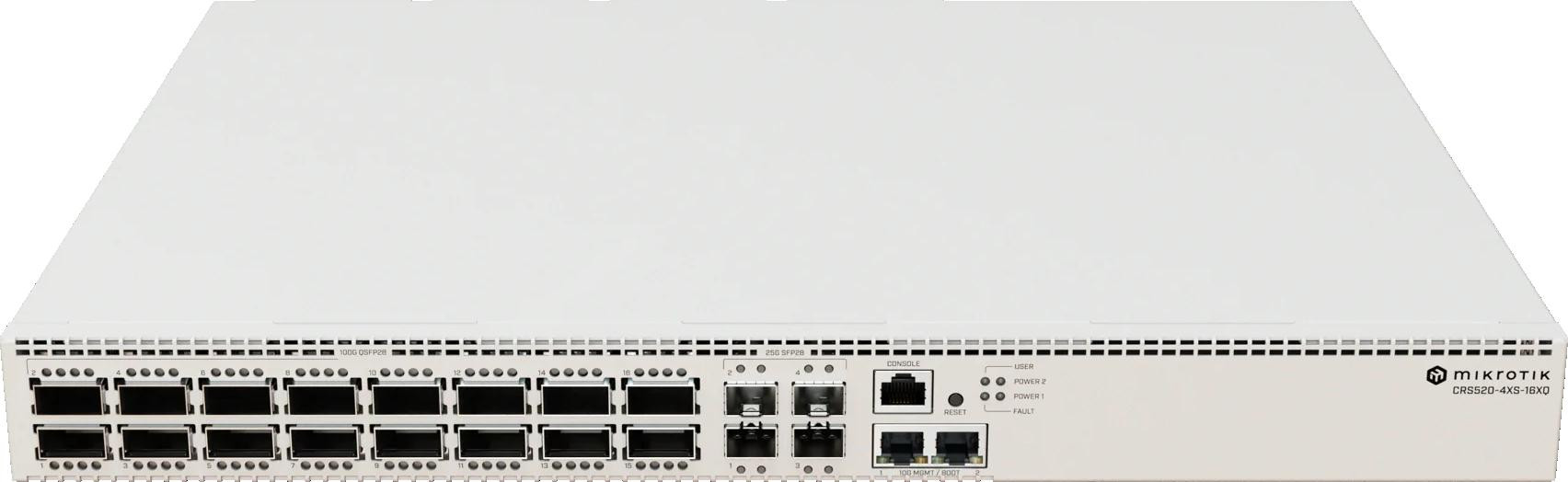 MikroTik CRS520-4XS-16XQ-RM switch 100GbE 16x QSFP28 4x 25G SFP28 RouterOS zarządzalny MikroTik CRS520-4XS-16XQ-RM switch 100GbE 16x QSFP28 4x 25G SFP28 RouterOS zarządzalny