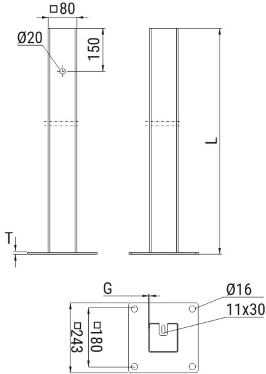 Słup ATS SDB1 do montażu domofonu, bariery i kamer ANPR/LPR, stal S235 ocynkowana ogniowo Słup ATS SDB1 do montażu domofonu, bariery i kamer ANPR/LPR, stal S235 ocynkowana ogniowo