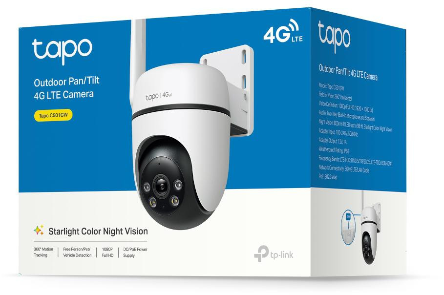 TP-Link Tapo C501GW kamera zewnętrzna 4G LTE, obrotowa 360 stopni, kolor w nocy, IP66, syrena TP-Link Tapo C501GW kamera zewnętrzna 4G LTE, obrotowa 360 stopni, kolor w nocy, IP66, syrena