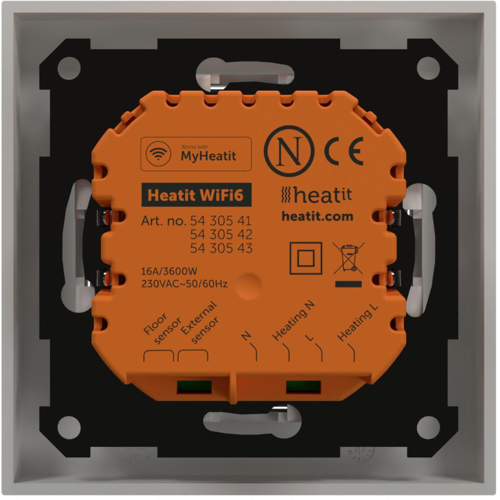 Termostat Heatit WiFi6 White RAL 9003 podtynkowy Wi-Fi 3600W 16A z pomiarem zużycia energii Termostat Heatit WiFi6 White RAL 9003 podtynkowy Wi-Fi 3600W 16A z pomiarem zużycia energii