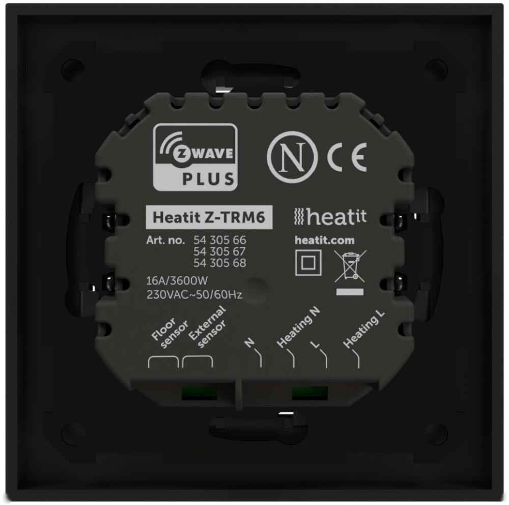 Termostat Heatit Z-TRM6 Black Matt Z-Wave, 3600 W 16 A, pomiar zużycia, czujnik podłogowy Termostat Heatit Z-TRM6 Black Matt Z-Wave, 3600 W 16 A, pomiar zużycia, czujnik podłogowy