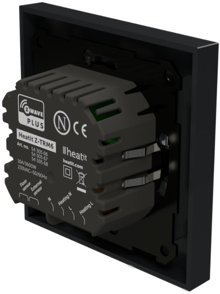 Termostat Heatit Z-TRM6 Black Matt Z-Wave, 3600 W 16 A, pomiar zużycia, czujnik podłogowy Termostat Heatit Z-TRM6 Black Matt Z-Wave, 3600 W 16 A, pomiar zużycia, czujnik podłogowy