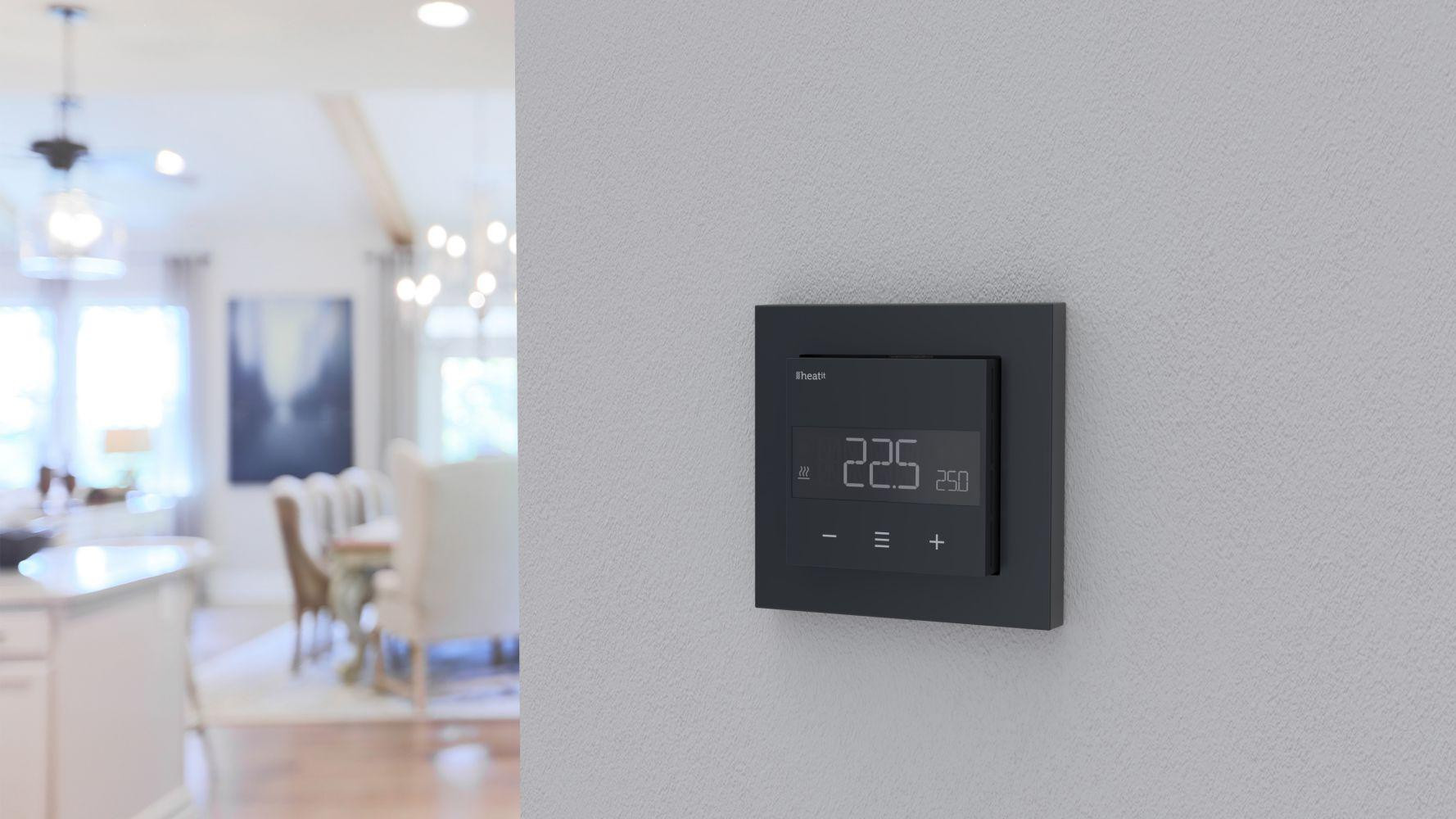 Termostat Heatit Z-TRM6 Black Matt Z-Wave, 3600 W 16 A, pomiar zużycia, czujnik podłogowy Termostat Heatit Z-TRM6 Black Matt Z-Wave, 3600 W 16 A, pomiar zużycia, czujnik podłogowy