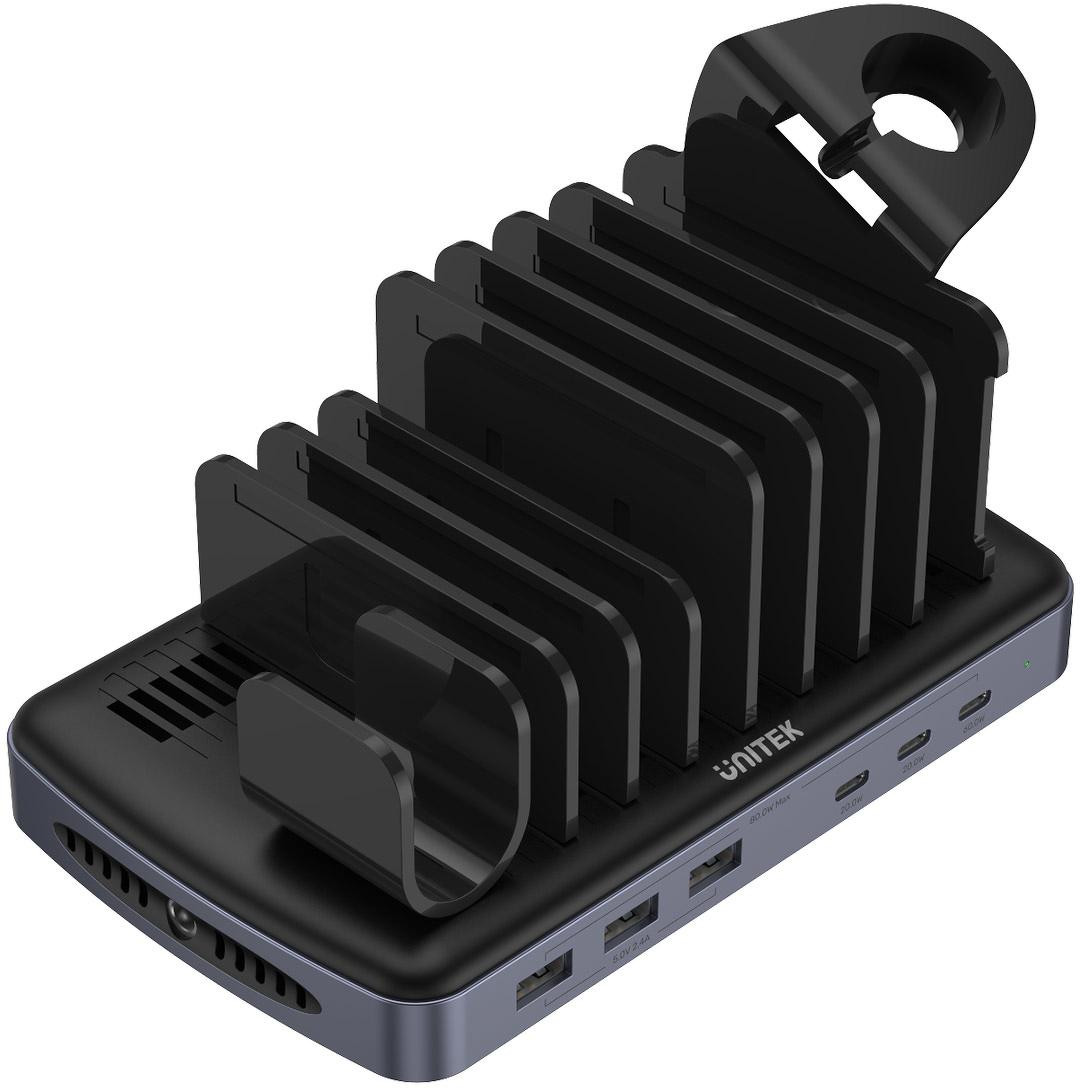 Unitek Stazione ladujaca 3 x USB-A 20W, 3 x USB-C PD 60W, 80W