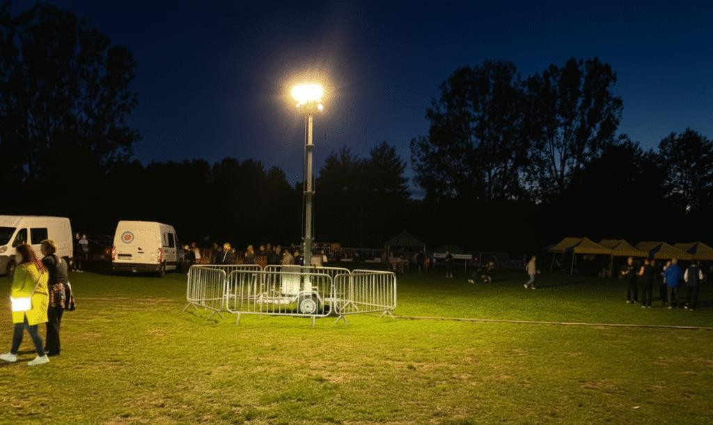 MOBILNEMASZTY przyczepa oświetleniowa z masztem 5.2 m, mobilna wieża światła na plac budowy i eventy MOBILNEMASZTY przyczepa oświetleniowa z masztem 5.2 m, mobilna wieża światła na plac budowy i eventy