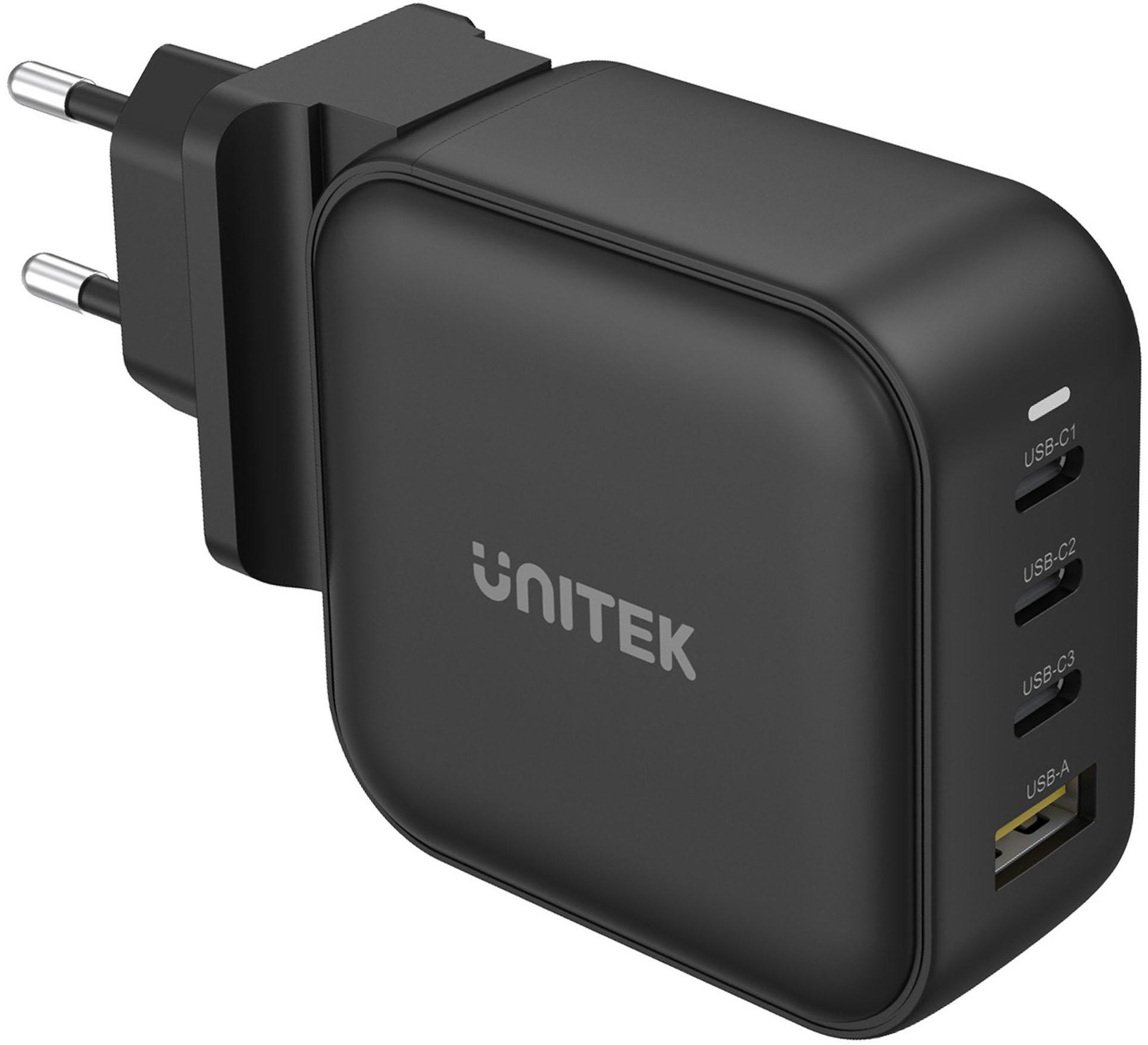 Caricatore da parete USB Unitek GaN 4 porte, PD 100W QC3.0 nera